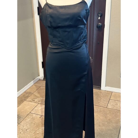 Jason Wu Black Satin Corset Midi Dress - Picture 5 of 7